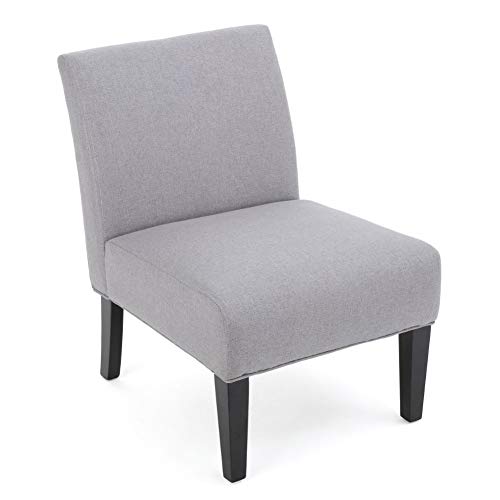 GDFStudio Contemporary Fabric Slipper Accent Chair, Light Gray and Matte Black