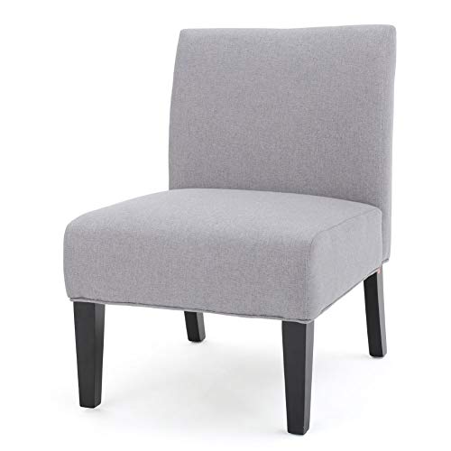 GDFStudio Contemporary Fabric Slipper Accent Chair, Light Gray and Matte Black