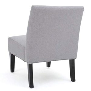 GDFStudio Contemporary Fabric Slipper Accent Chair, Light Gray and Matte Black