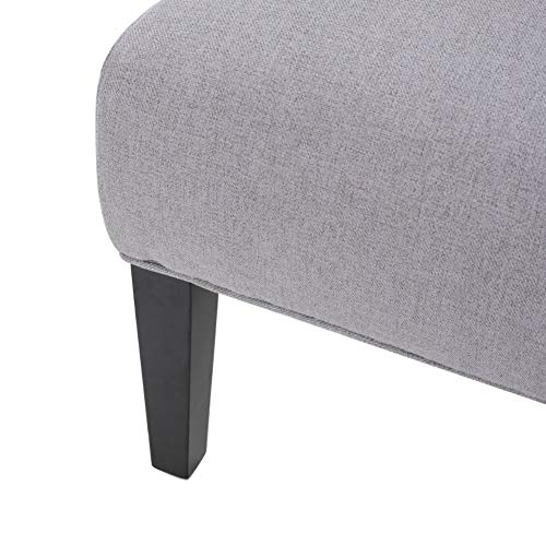 GDFStudio Contemporary Fabric Slipper Accent Chair, Light Gray and Matte Black