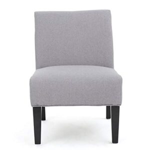 GDFStudio Contemporary Fabric Slipper Accent Chair, Light Gray and Matte Black