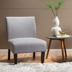 GDFStudio Contemporary Fabric Slipper Accent Chair, Light Gray and Matte Black