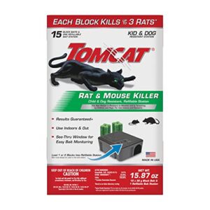 tomcat rat & mouse killer child & dog resistant, refillable station for indoor and outdoor, 1 station and 15 poison refills