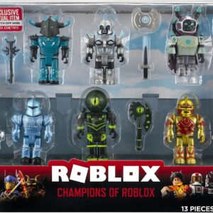 Roblox Action Figure Toy Set 6-pack - Champions of Roblox w/Exclusive Virtual Item - includes Korblox Deathspeaker, Mage, General, The Overseer, Redcliff Elite Commander, Alar Knight - Gift for Kids