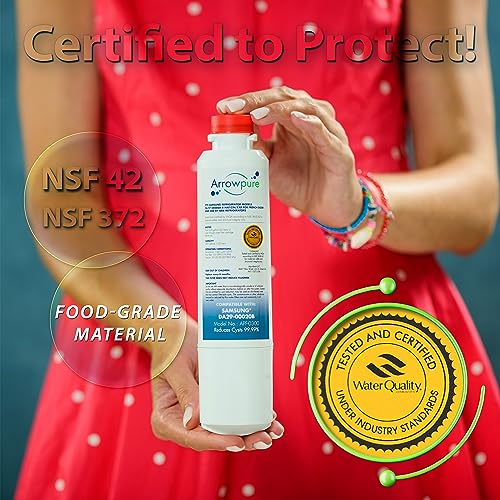 Arrowpure Fits DA29-00020B Samsung Refrigerator Water Filter Replacement, HAF-CIN/EXP Water Filters for Refrigerators RF28HMEDBSR, RWF0700A, RF4287HARS, RF263BEAESR, DA97-08006A, RF28HFEDBSR 1-Pack