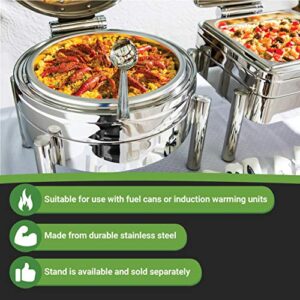 Restaurantware 6 Qt Chafing Dish 1 Induction Ready Serving Chafer - With Glass Window Round Silver Stainless Steel Buffet Chafer Chafer Frame Sold Separately For Parties And Events