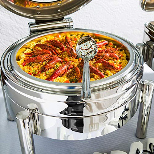 Restaurantware 6 Qt Chafing Dish 1 Induction Ready Serving Chafer - With Glass Window Round Silver Stainless Steel Buffet Chafer Chafer Frame Sold Separately For Parties And Events