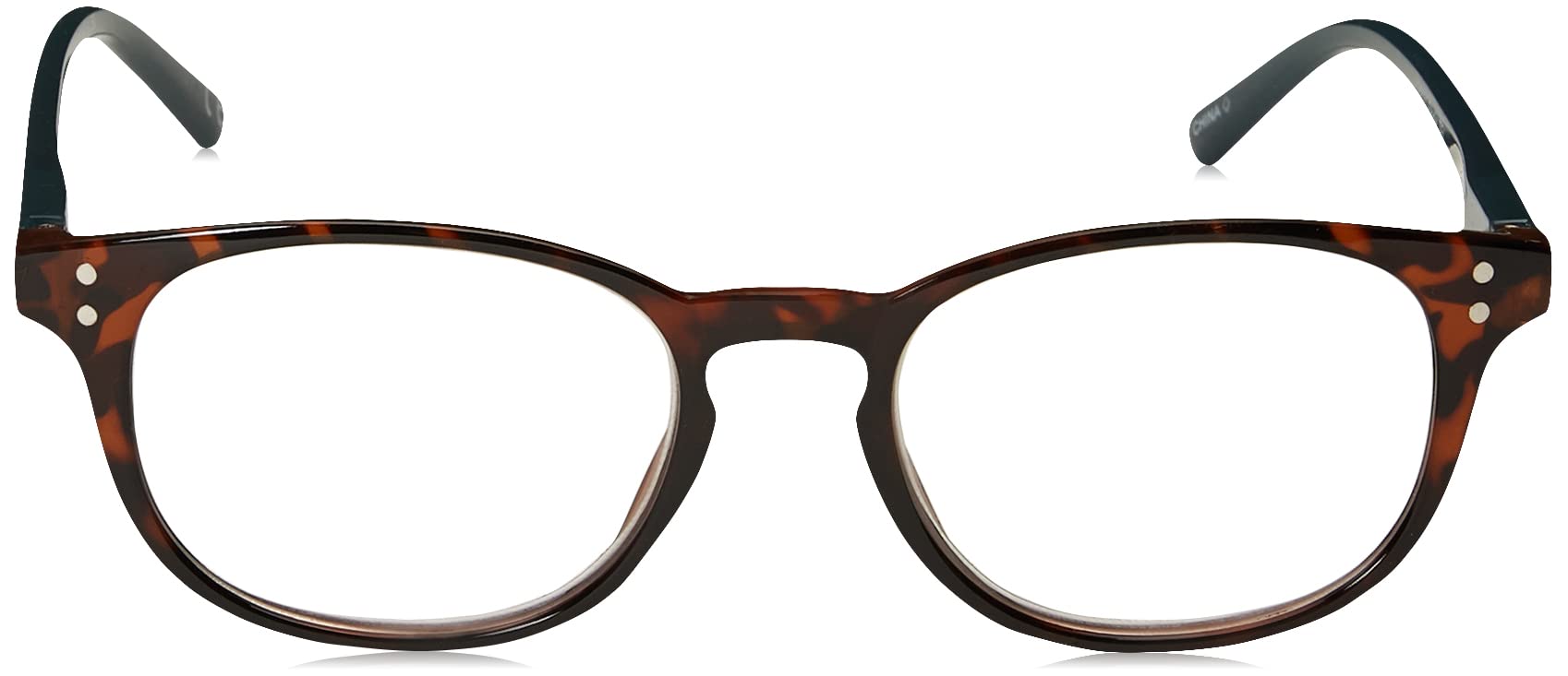 Foster Grant Women's Elodie Round Reading Glasses, Brown Tortoise/Transparent, 59 mm + 2.5