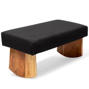 waterglider international meditation bench (zen black), seiza, sustainable acacia wood with curved bottom edges for the perfect posture, meditation stool, prayer bench, meditation chair, yoga stool