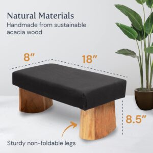 Waterglider International Meditation Bench (Zen Black), Seiza, Sustainable Acacia Wood with Curved Bottom Edges for The perfect posture, meditation stool, prayer bench, meditation chair, yoga stool