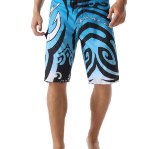 Nonwe Men's Quick Dry Wave Pattern with Mesh Lining Swim Trunks 1610820-30