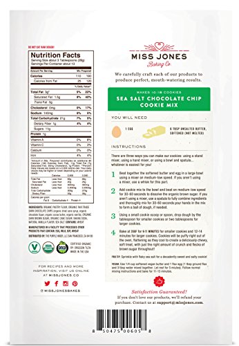 Miss Jones Baking Organic Cookie Mix, Non-GMO, Vegan-Friendly, Packed with Morsels: Sea Salt Chocolate Chip (Pack of 3)