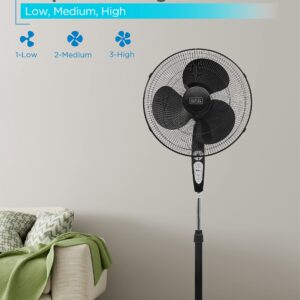 BLACK+DECKER BFSR18B 18 Inches Stand Fan with Remote, Black