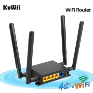 KuWFi 300Mbps 3G 4G LTE Car WiFi Wireless Router Extender Strong Signal Car WiFi Routers with USB Port SIM Card Slot with External Antennas for USA/Canada/Mexico SIM Card