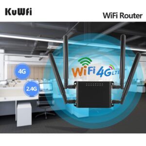 KuWFi 300Mbps 3G 4G LTE Car WiFi Wireless Router Extender Strong Signal Car WiFi Routers with USB Port SIM Card Slot with External Antennas for USA/Canada/Mexico SIM Card