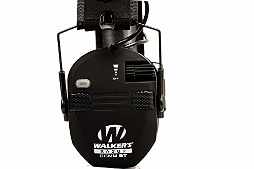 WALKER'S Razor Electronic Quad Muff w/ Bluetooth | 4 Mics 360-Degree Sound Capture 23dB NRR Hearing Protection Range Shooting Earmuffs w/ 2 AAA Batteries, Black