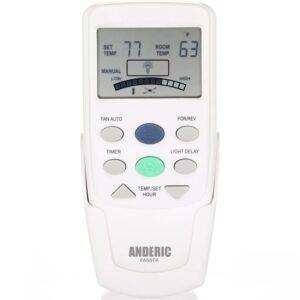 anderic replacement fan-9t with reverse key thermostatic remote control for hampton bay ceiling fans - fan9t (fcc id: l3hfan9t, pn: fan9tr, works receiver fan10r, fan-10r)