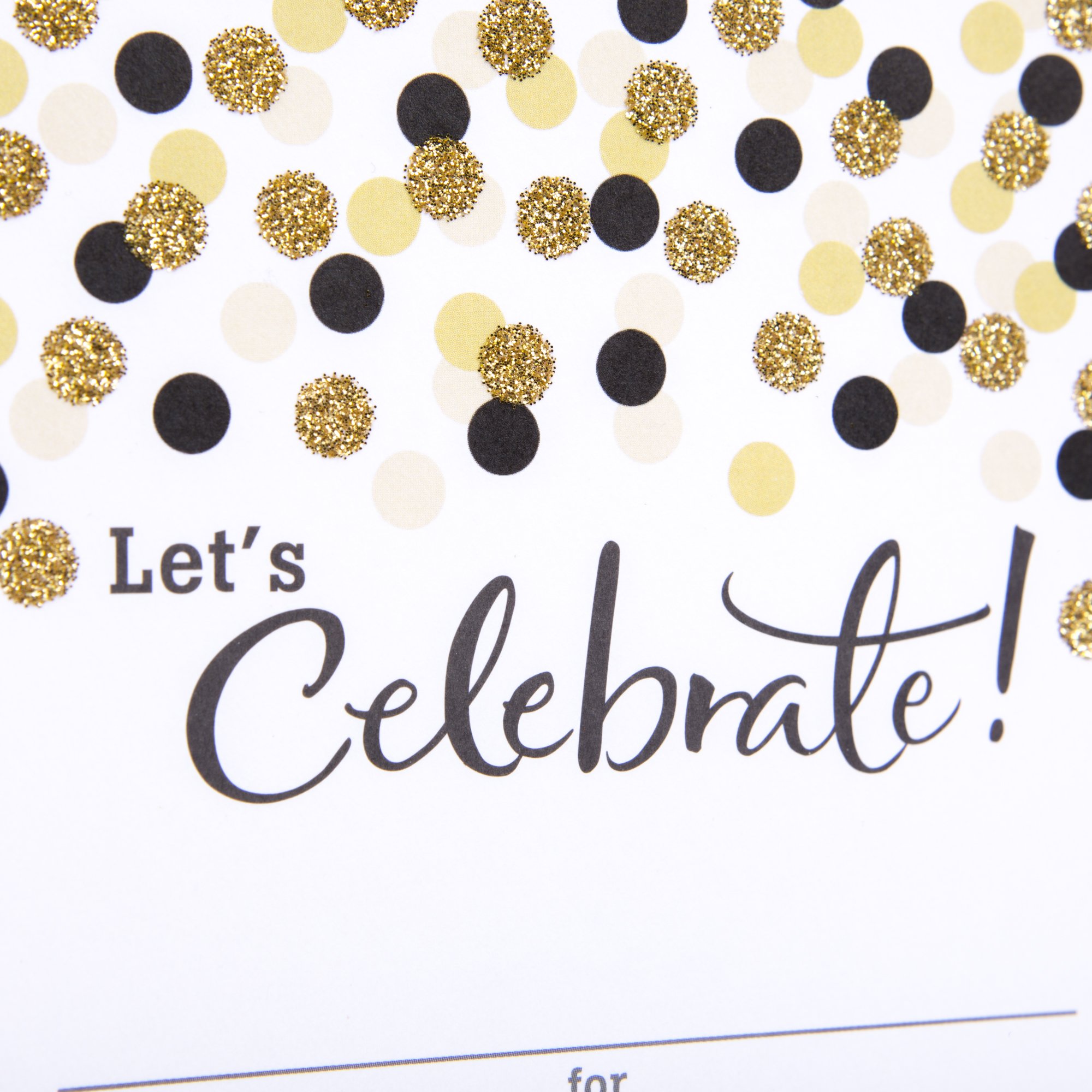 Hallmark Party Invitations (Let's Celebrate with Gold and Black Dots, Pack of 20)