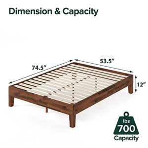 Zinus Marissa 12 Inch Deluxe Wood Platform Bed / No Box Spring Needed / Wood Slat Support / Antique Espresso Finish, Full