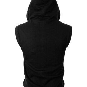 Ohoo Mens Slim Fit Sleeveless Lightweight Zip-up Hooded Vest 2 Way Zipper Hoodie Sweatshirt / DCF011-BLACK-L