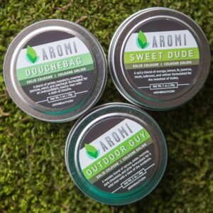 Aromi Solid Cologne | Clean, Fresh, Aquatic Fragrance, Amber, Jasmine Scent, Vegan, Cruelty-free, Travel, Funny Men's Gift, Alcohol-free, Concentrated (Douchebag)