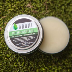 Aromi Solid Cologne | Clean, Fresh, Aquatic Fragrance, Amber, Jasmine Scent, Vegan, Cruelty-free, Travel, Funny Men's Gift, Alcohol-free, Concentrated (Douchebag)