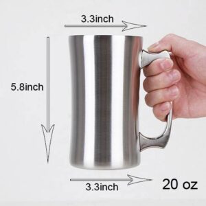 OrgMemory Insulated Cup, Stainless Steel Coffee Mug, 20 oz Coffee Mug, (560 ml), Double Wall Beer Stein, Tumbler with Handle, Insulated Beer Mug with Lid