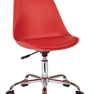 OSP Home Furnishings Emerson Student Armless Pneumatic Office Chair with Wheels, Red