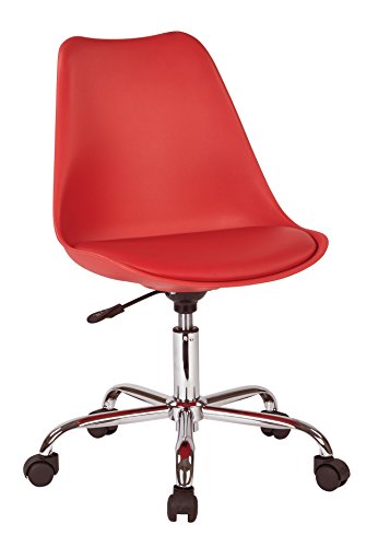 OSP Home Furnishings Emerson Student Armless Pneumatic Office Chair with Wheels, Red