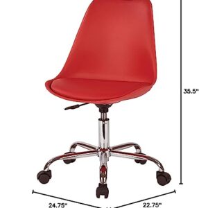 OSP Home Furnishings Emerson Student Armless Pneumatic Office Chair with Wheels, Red