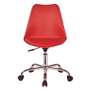 OSP Home Furnishings Emerson Student Armless Pneumatic Office Chair with Wheels, Red