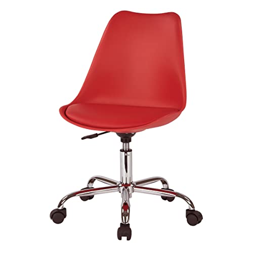 OSP Home Furnishings Emerson Student Armless Pneumatic Office Chair with Wheels, Red