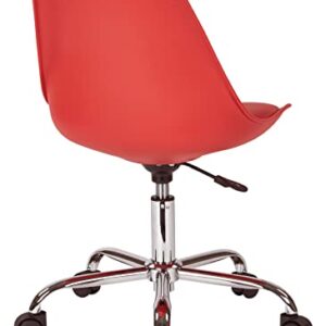 OSP Home Furnishings Emerson Student Armless Pneumatic Office Chair with Wheels, Red