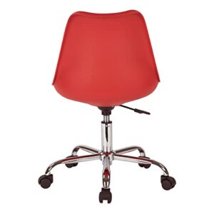 OSP Home Furnishings Emerson Student Armless Pneumatic Office Chair with Wheels, Red