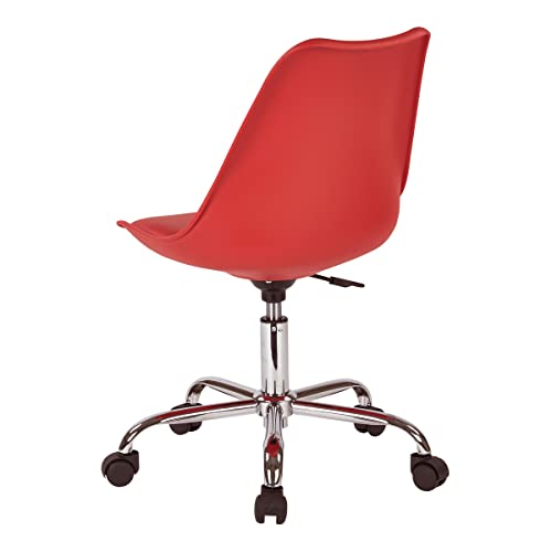 OSP Home Furnishings Emerson Student Armless Pneumatic Office Chair with Wheels, Red