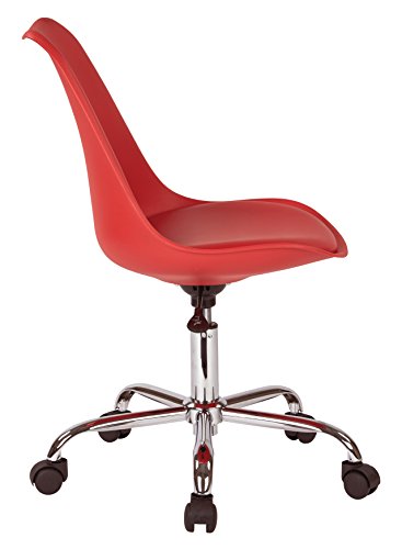 OSP Home Furnishings Emerson Student Armless Pneumatic Office Chair with Wheels, Red