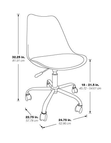 OSP Home Furnishings Emerson Student Armless Pneumatic Office Chair with Wheels, Red