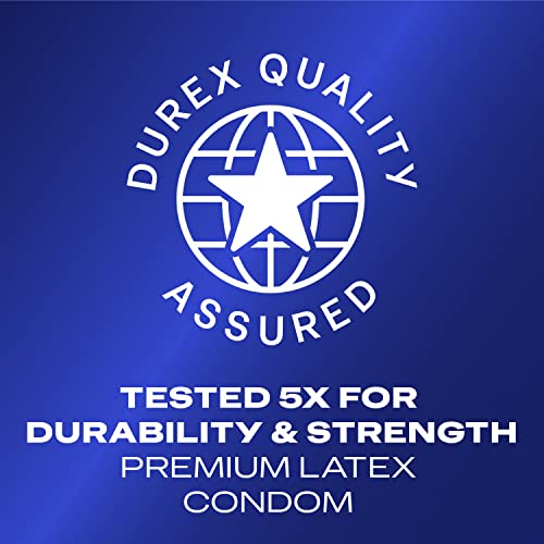 Durex Condom Prolong Natural Latex Condoms, 12 Count - Ultra Fine, ribbed and dotted with delay lubricant, Regular Fit