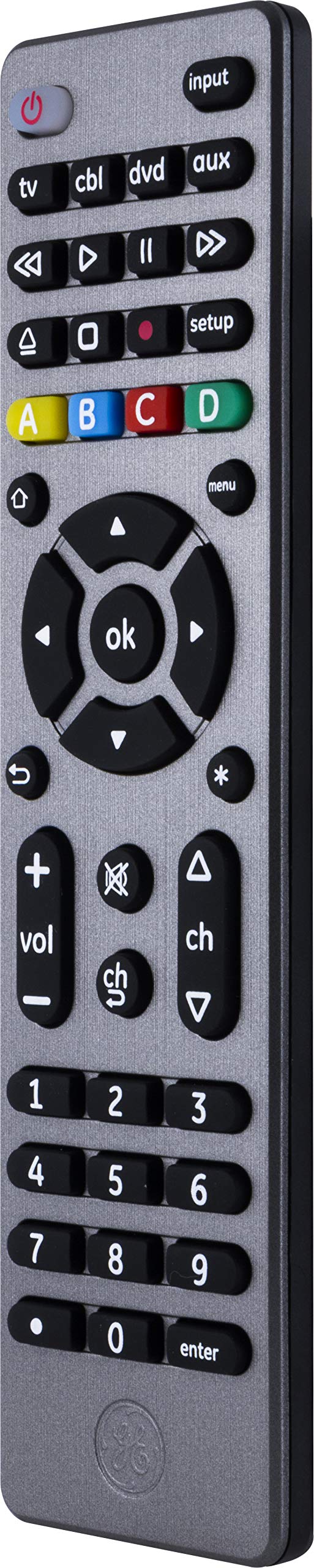 GE Universal Remote Control, Samsung Remote, Universal TV Remote for Roku TV, Vizio, LG, Sony, Sharp, Roku, Apple TV, TCL, Panasonic, Streaming Players, Blu-ray, DVD, 4-Device, Graphite, 33711