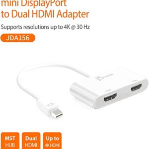 j5create Mini DisplayPort to Dual 4K HDMI MST Adapter, Compatible with Microsoft Surface Pro 2, Surface Book, HP OMEN 15-CE051NR and More (JDA156)