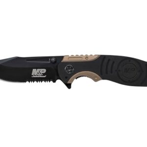 Smith & Wesson M&P SWMP13BS 8.2in High Carbon S.S. Folding Knife with 3.5in Serrated Clip Point Blade and Aluminum Handle for Tactical, Survival and EDC