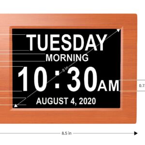 【New 2024】American Lifetime Dementia Clock Large Digital Clock for Seniors, Digital Clock Large Display with custom Alarms Clock with Day & Date for Elderly Large Number Digital Clock Brown Wood Color