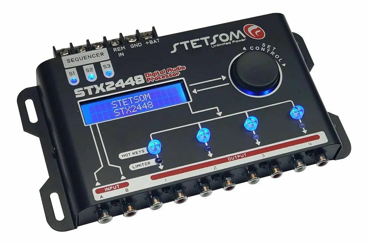 Stetsom STX 2448 DSP Crossover & Equalizer 4 Channel Full Digital Signal Processor (Sequencer) 2.4 Remote Relay