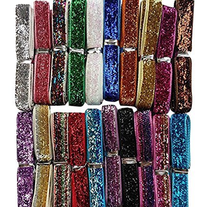 Chenkou Craft 20Yards Assorted Colors 3/8" (10mm) Glitter Velvet Ribbon Craft Hair Bow Decoration