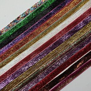 Chenkou Craft 20Yards Assorted Colors 3/8" (10mm) Glitter Velvet Ribbon Craft Hair Bow Decoration