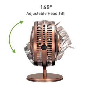 HOLMES 6" Heritage Table Fan, 2 Speeds, 4 Blades, Adjustable 145° Head Tilt, Metal Construction, Ideal for Home, Bedrooms, Dorm Rooms or Office, Brushed Copper