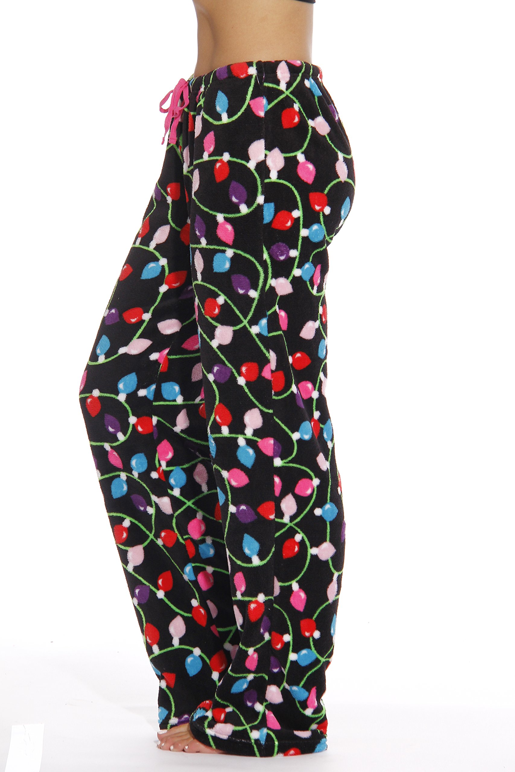 6339-10122-L Just Love Women's Plush Pajama Pants - Petite to Plus Size Pajamas,Black - Light Up,Large