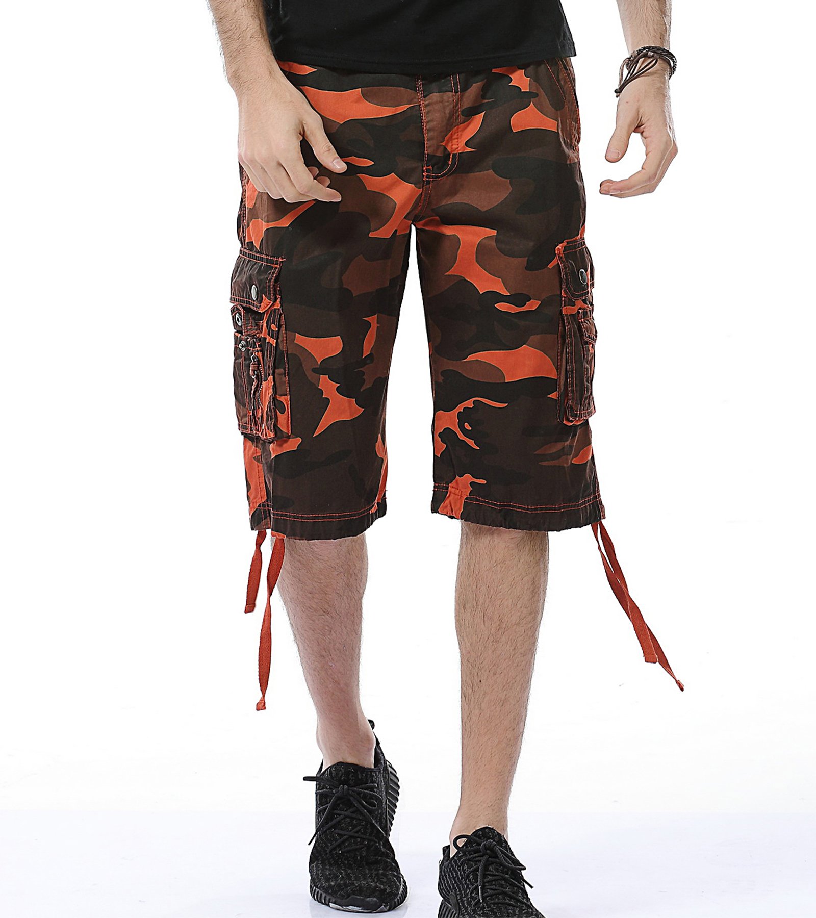 AOYOG Men's Camo Cargo Shorts Relaxed Fit Multi-Pocket Outdoor Camouflage Cargo Shorts Cotton