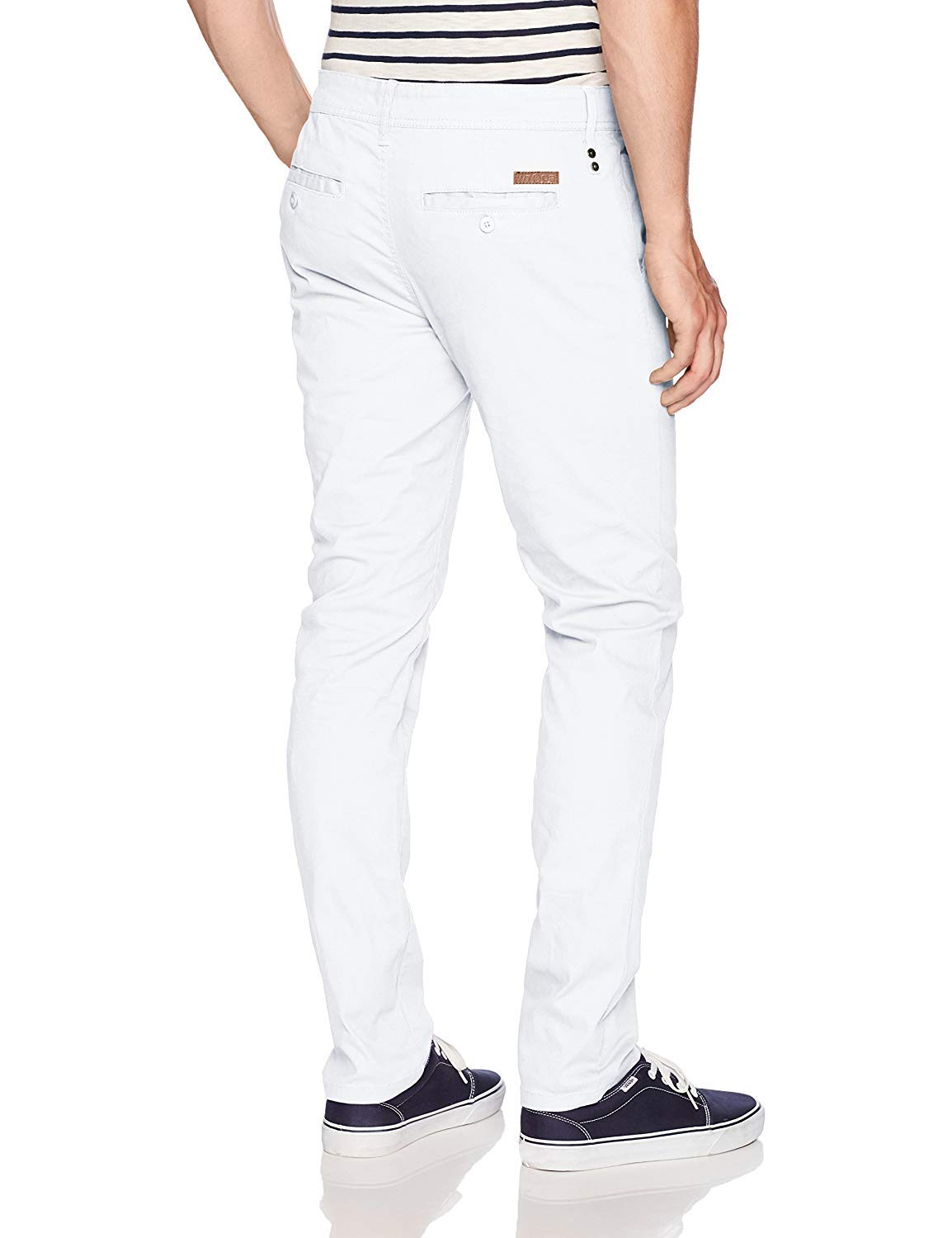 WT02 mens Long Basic Stretch Skinny Chino Casual Pants, White(new), 38W x 32L US