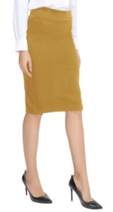 urban coco women's elastic waist stretch bodycon midi pencil skirt (as1, alpha, x_l, regular, regular, turmeric)